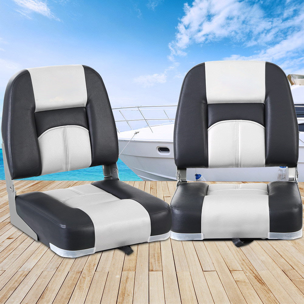 All Weather Swivel Folding Boat Seat 2x - Grey