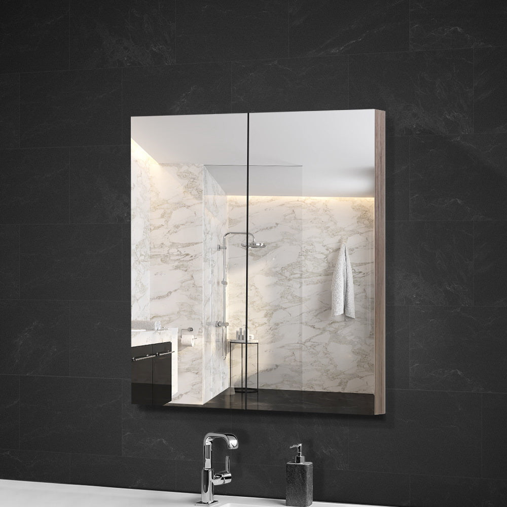 Bathroom Mirror Cabinet 600mm x720mm - Natural