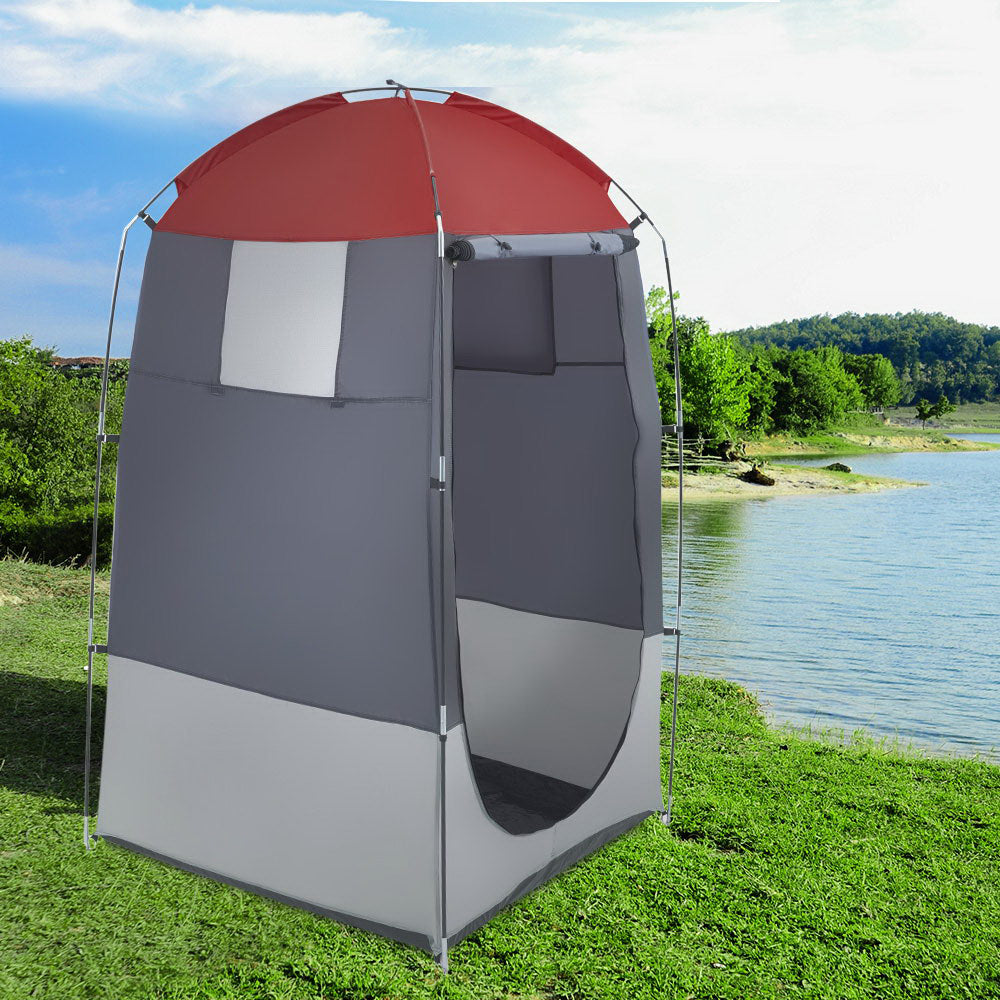Portable Outdoor Camping Change Room - Grey and Red