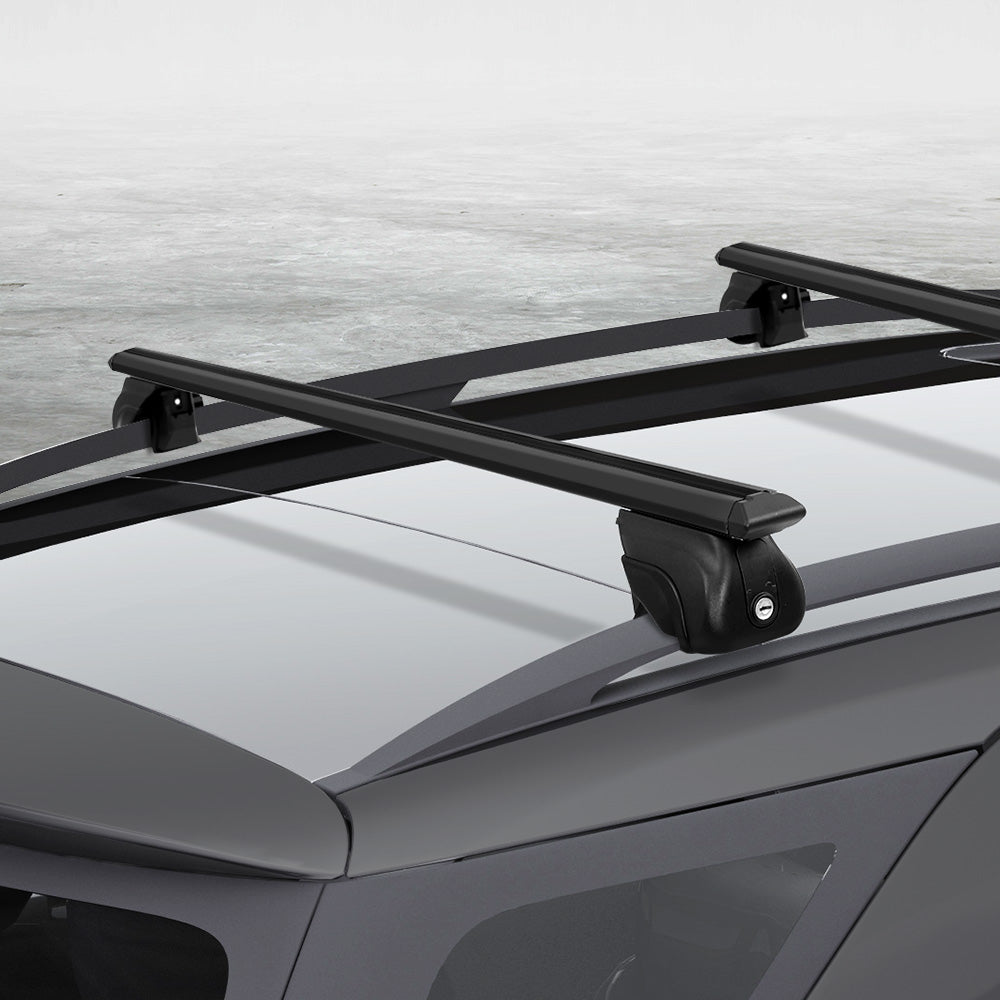 Universal Car Roof Rack Aluminium Cross Bars Adjustable - Black