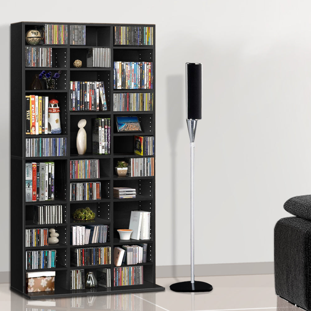 Adjustable Storage Book and CD Shelf - Black