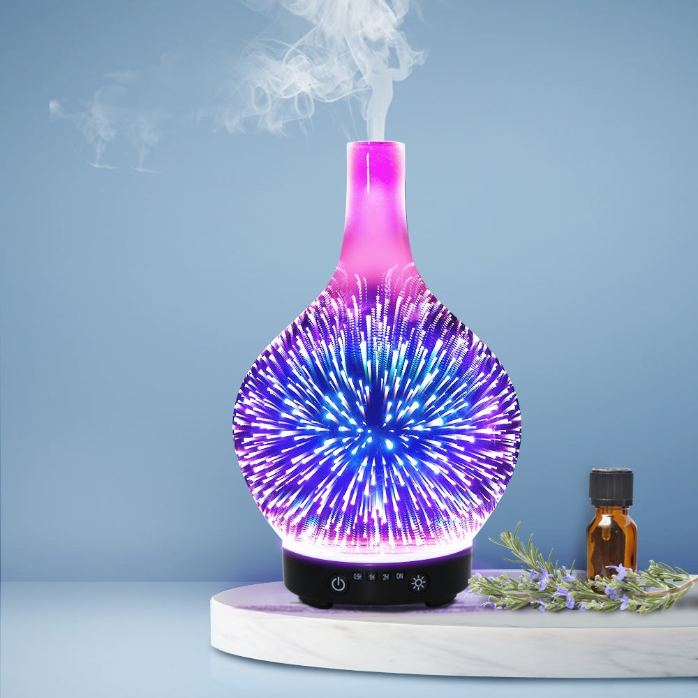 Aromatherapy Diffuser Humidifier Wood - 7 Colour LED