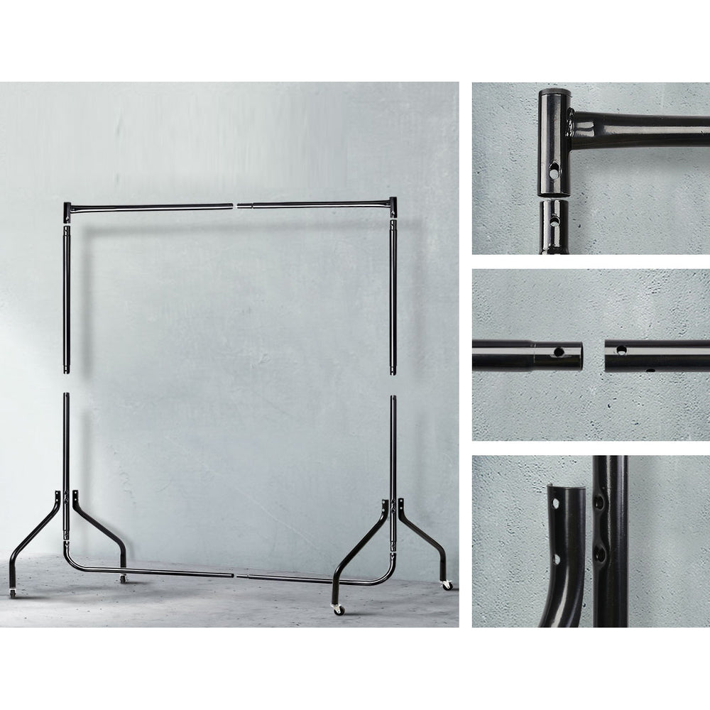 Metal Garment Rack Rail Hanger Set of 2 - Black