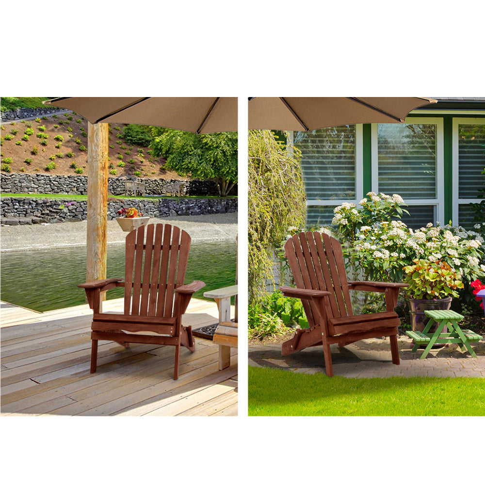 Outdoor Folding Beach Camping Chairs Table Set - Fir Wood