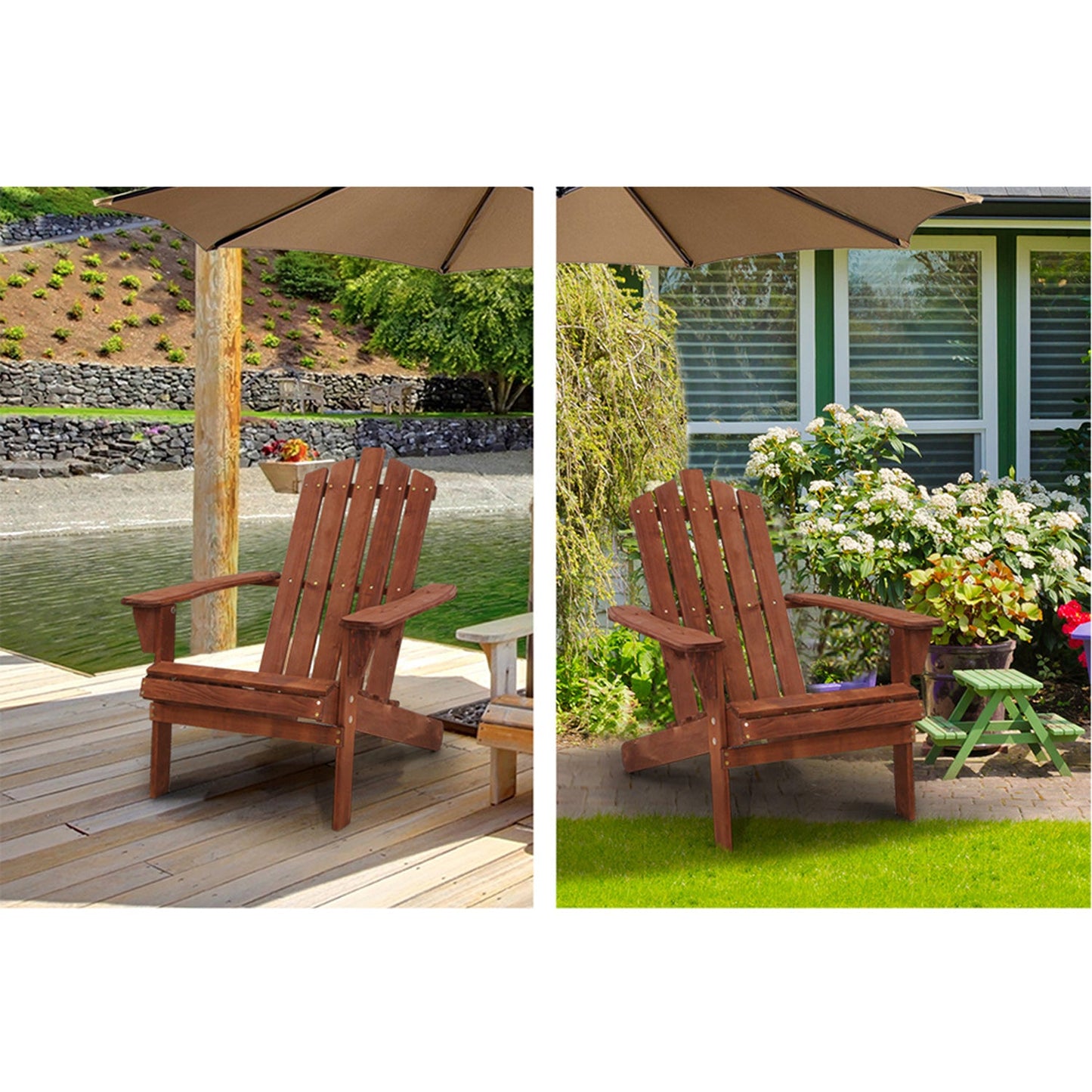 Wooden Outdoor Sun Lounge Set -Brown