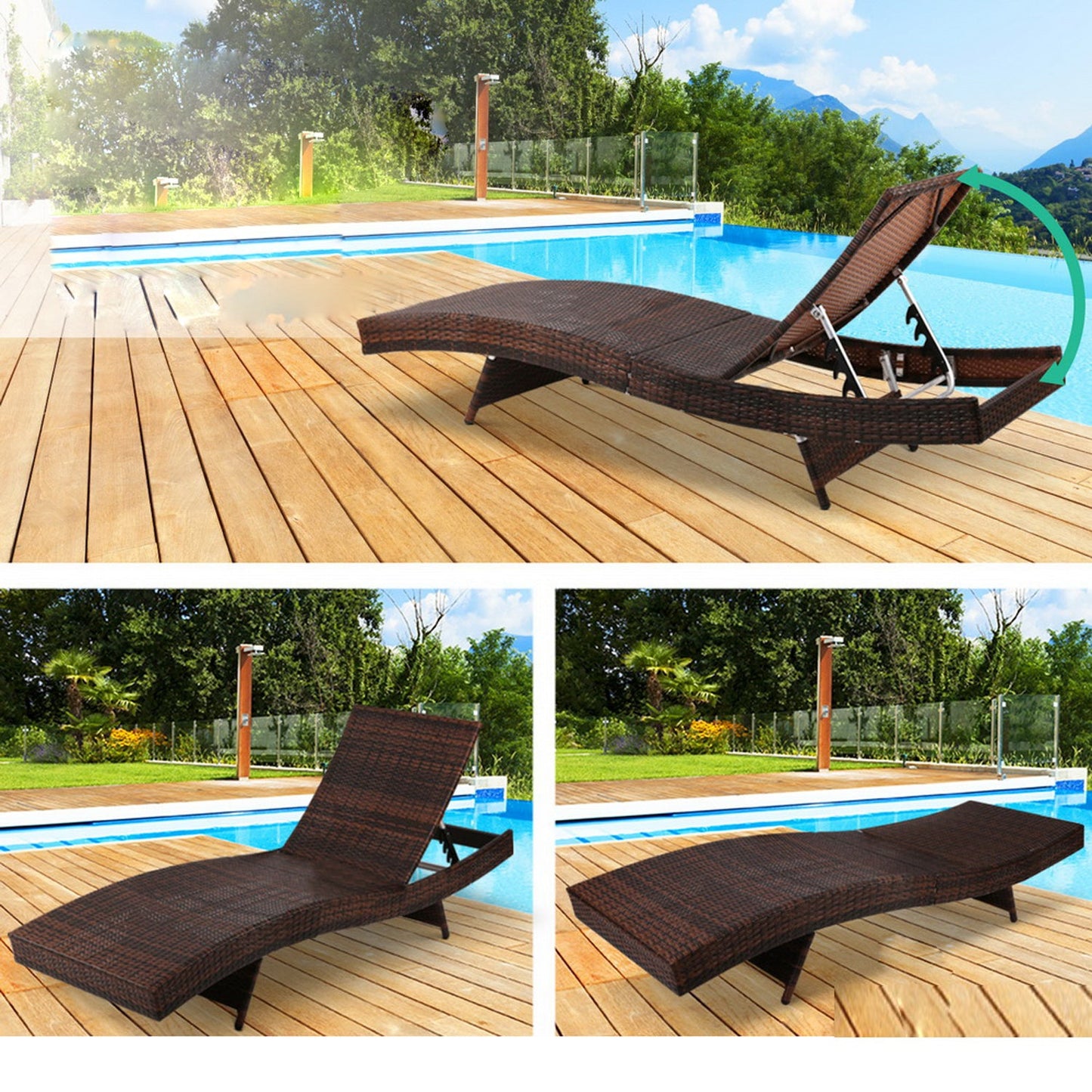 Outdoor Sun Lounge Bed - Set of 2