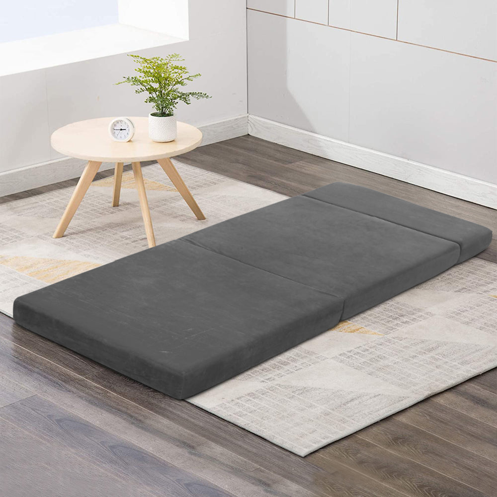 Bedding Folding Foam Portable Polyester Mattress - Grey