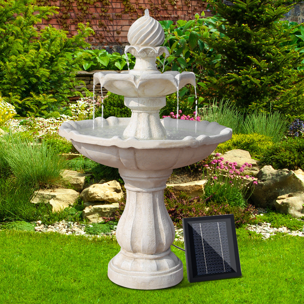 3 Tier Solar Powered Garden Water Fountain - Ivory