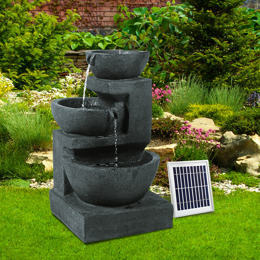 Solar Powered Fountain with LED Lights - Blue