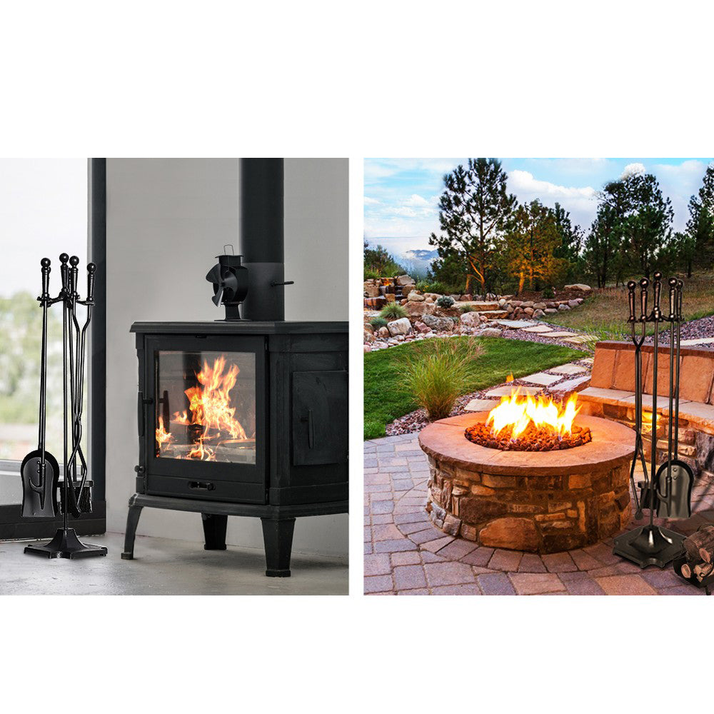 4 Piece Fireplace Tool Set - Black
