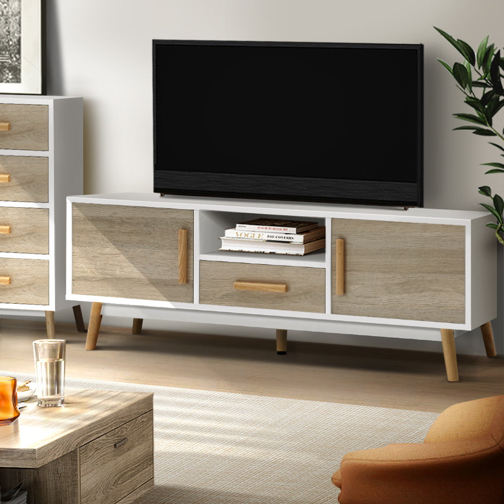 Wooden Entertainment Unit - White & Wood