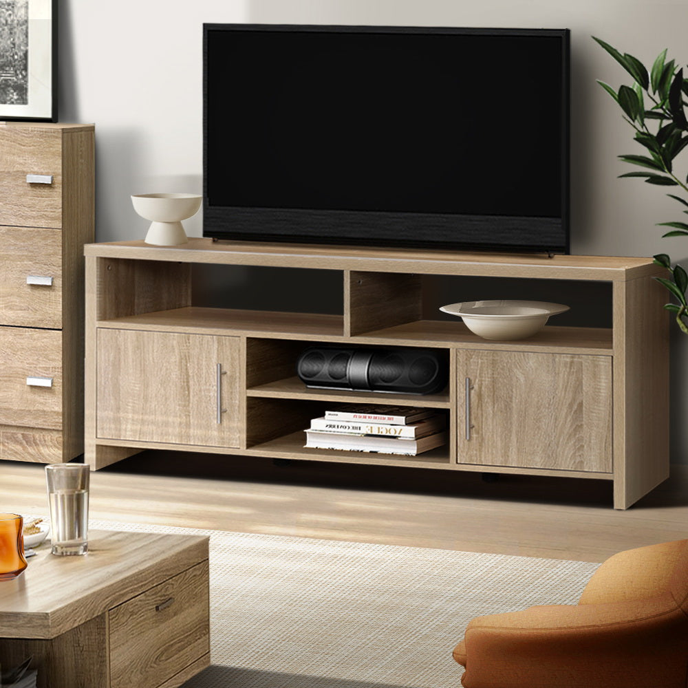 TV Cabinet Entertainment Unit Stand Storage Shelf Sideboard 140cm Oak