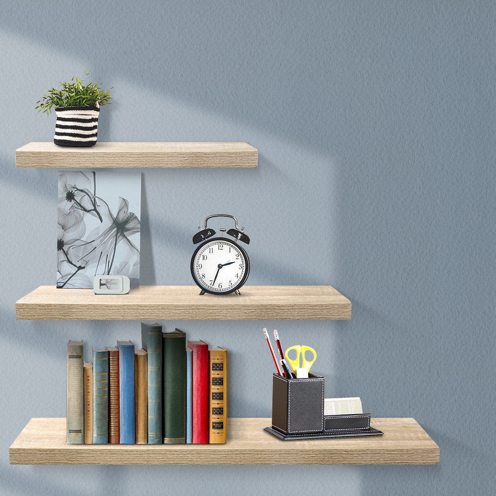 DIY Floating Shelf Set Book Display - Oak