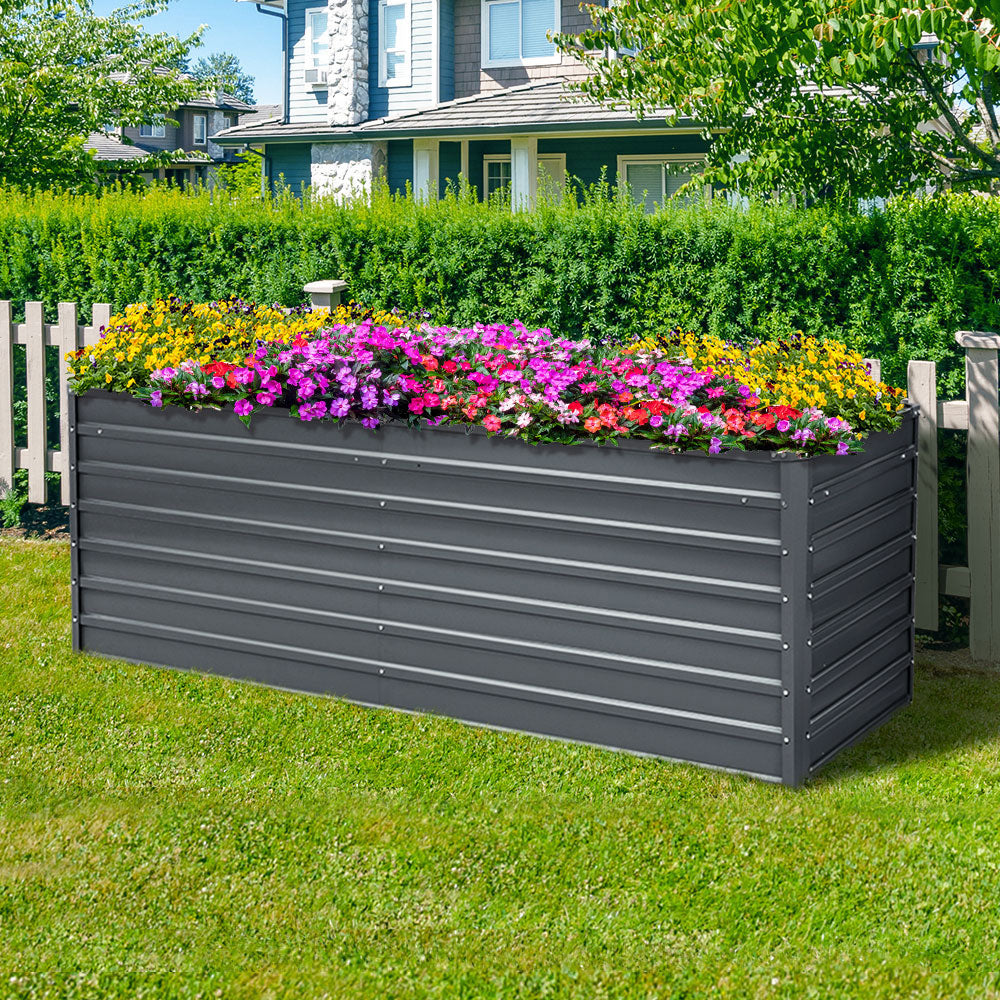 Garden Bed 240X80X77CM Galvanised Raised Steel Instant Planter 2N1