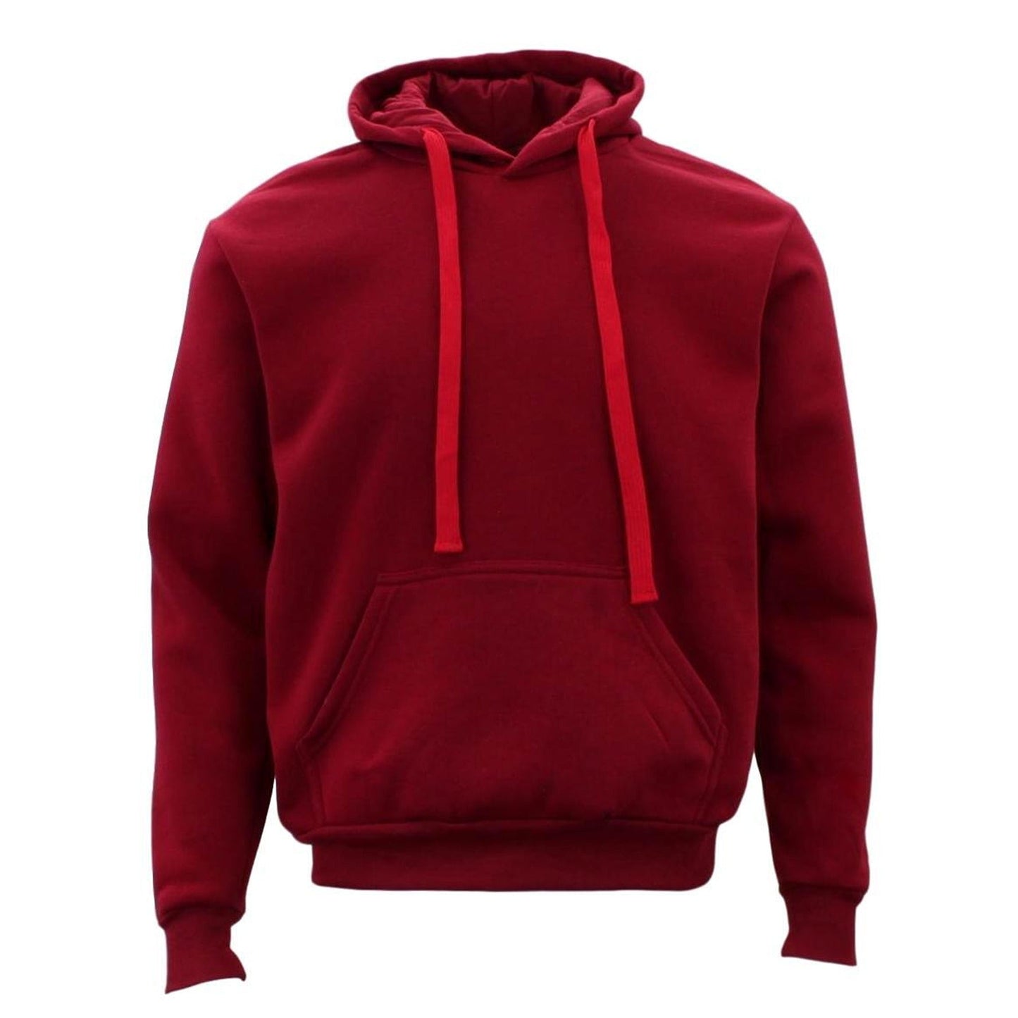 Maroon Unisex Adult Basic Plain Hoodie Men Pullover Sweater