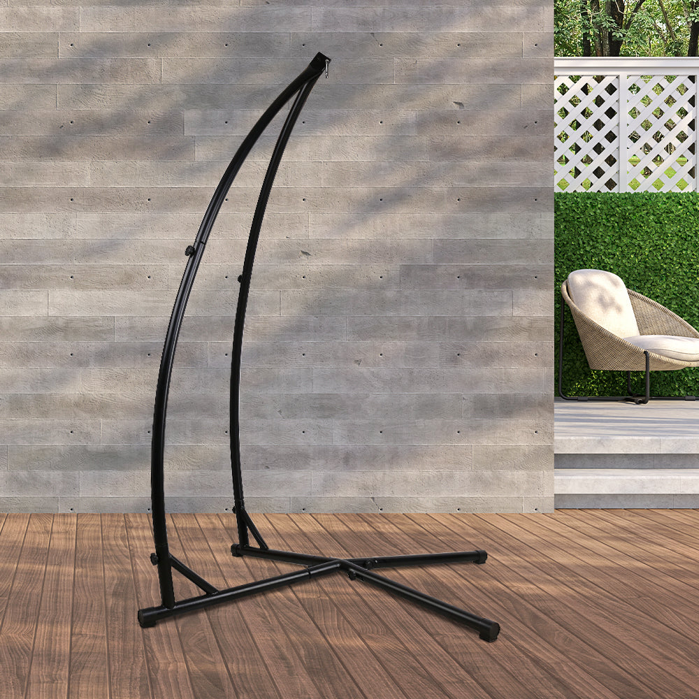 Garden Outdoor Hammock A Shape Steel Frame - Black
