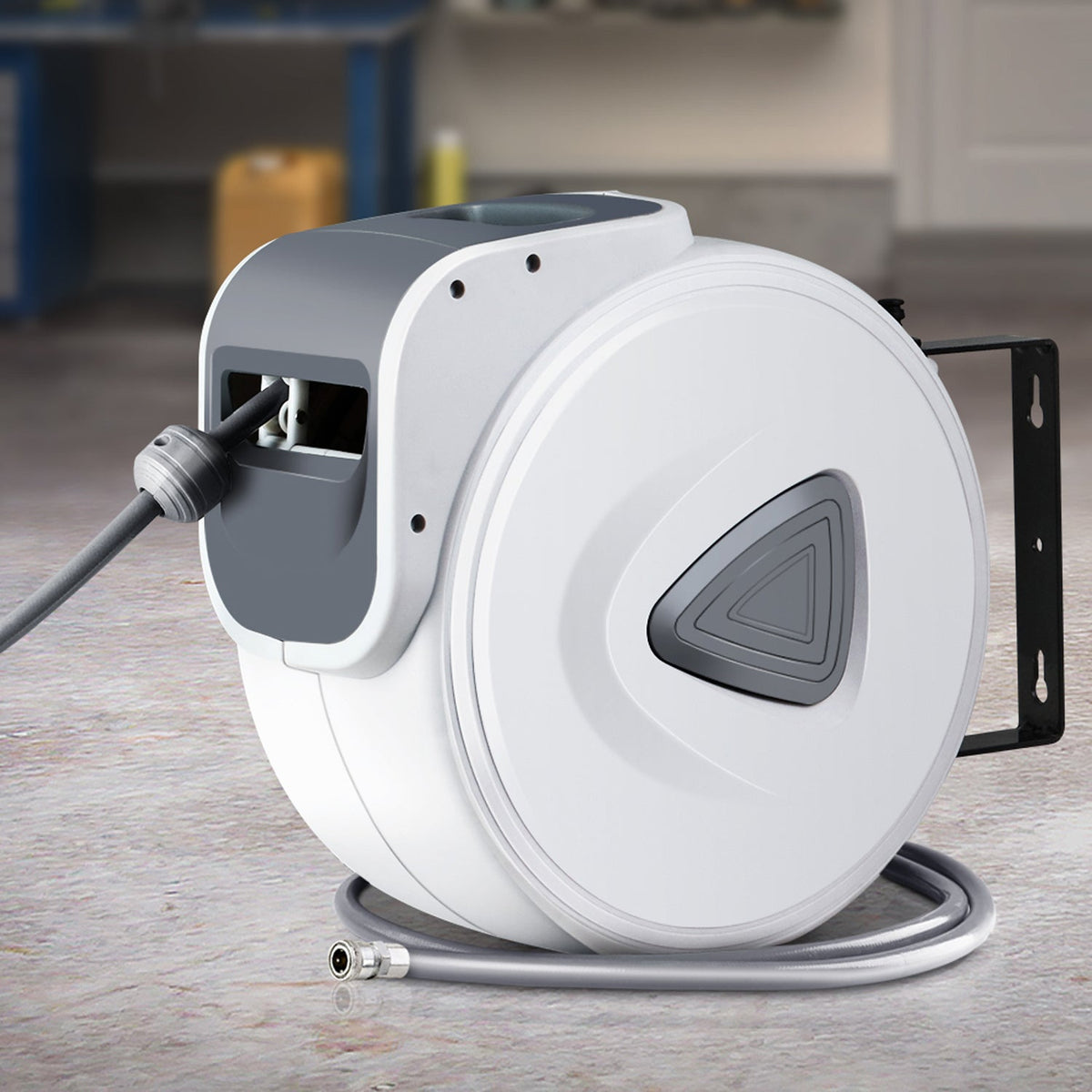 Air Hose Reel Retractable Rewind Swivel Wall Mount Compressor Garage - 10m