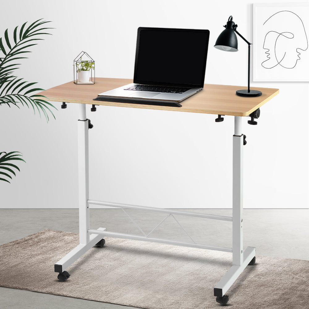 Portable Laptop Notebook Adjustable Height Desk - Light Wood