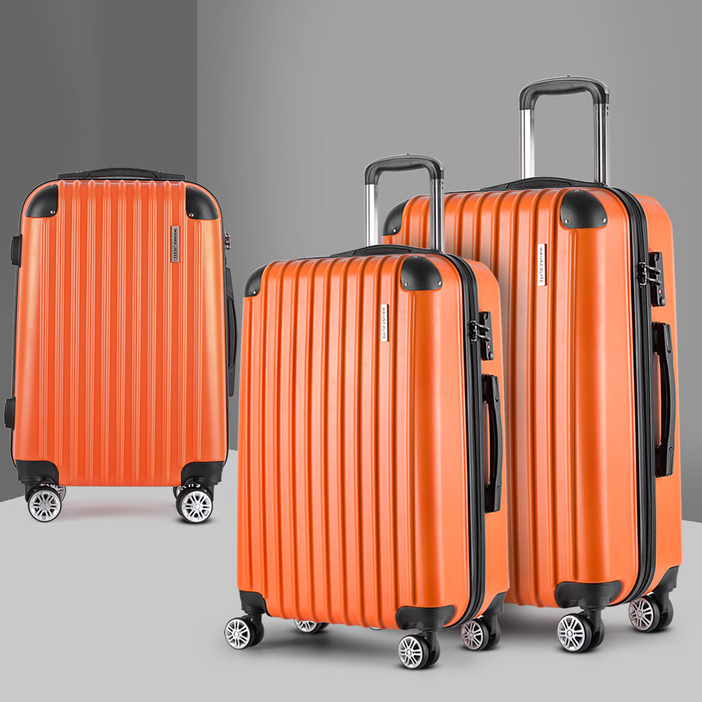 3pc Luggage Sets Trolley Travel Suitcases TSA Hard Case Orange