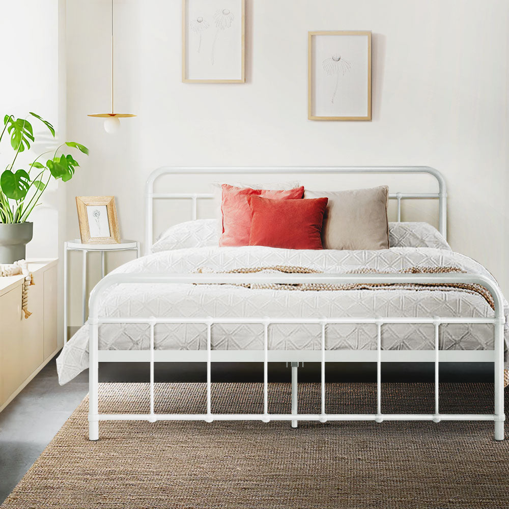 Metal Bed Frame - Double (White)