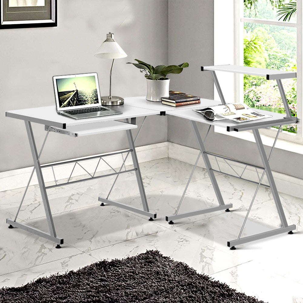 Corner Gaming Computer Desk - White