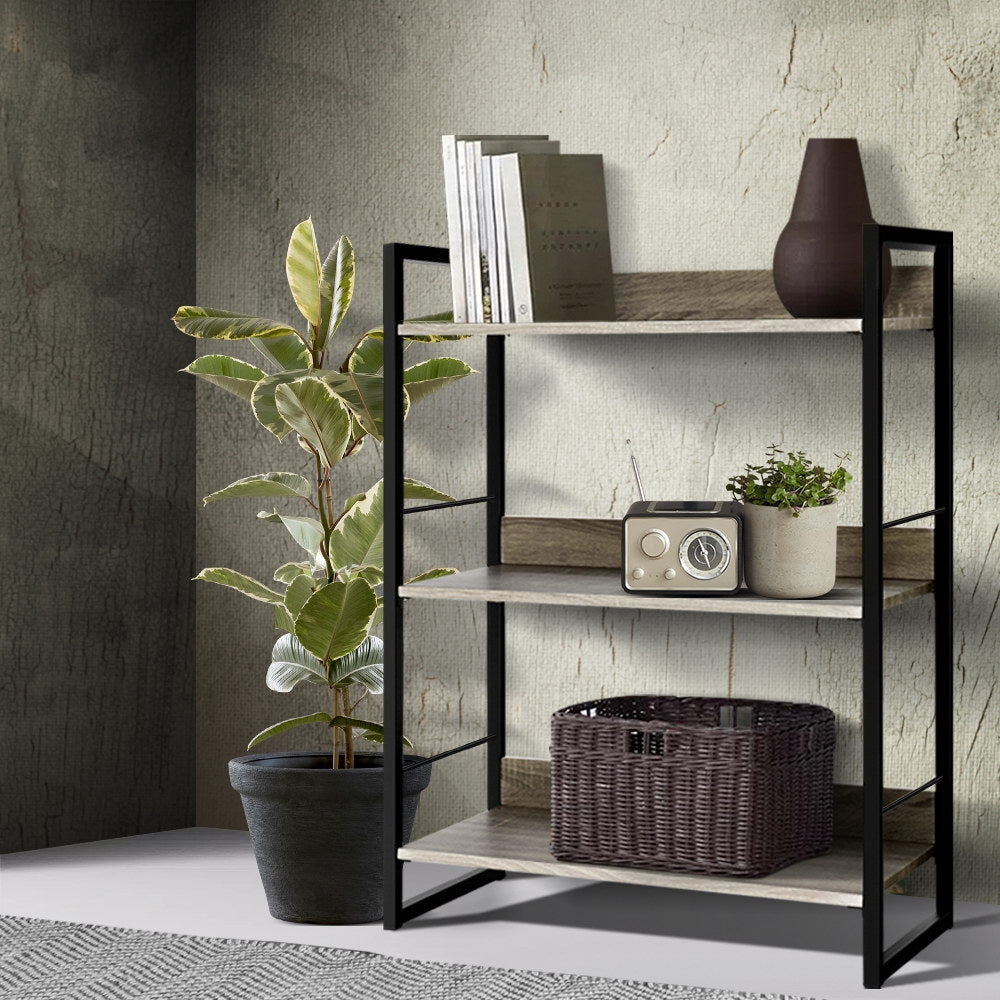Wooden and Metal Framed Book Shelves - 3 Tier