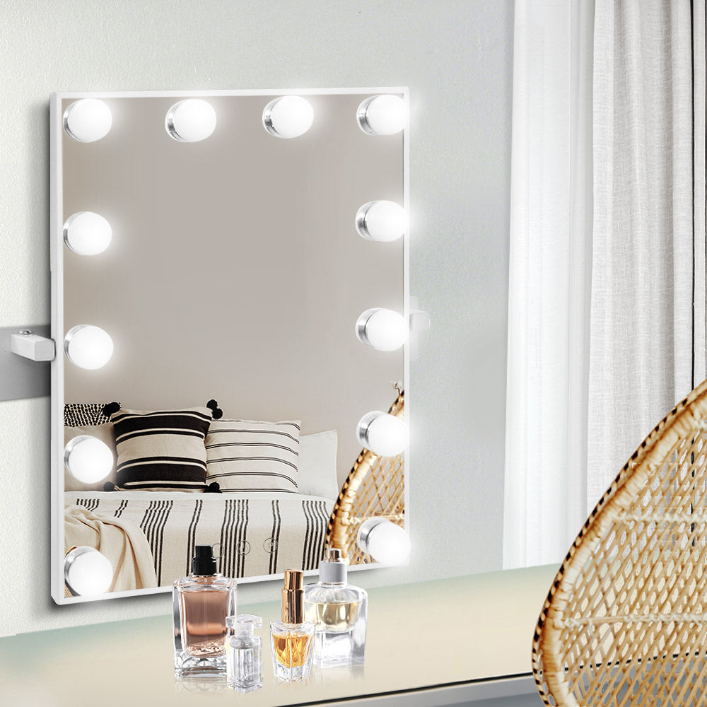 Hollywood Wall Makeup Mirror with Vanity Light - 12 LED Bulbs