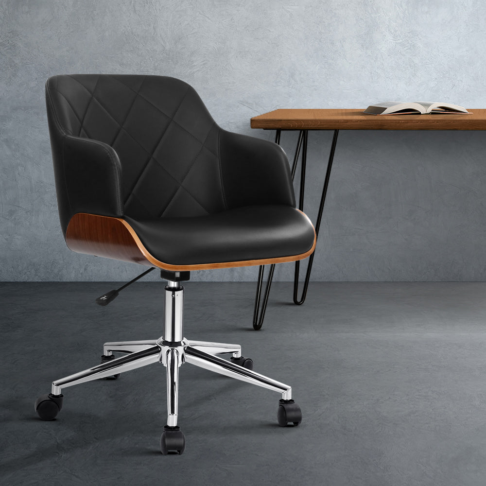 Office Executive Rotating Chair - Black and Wood