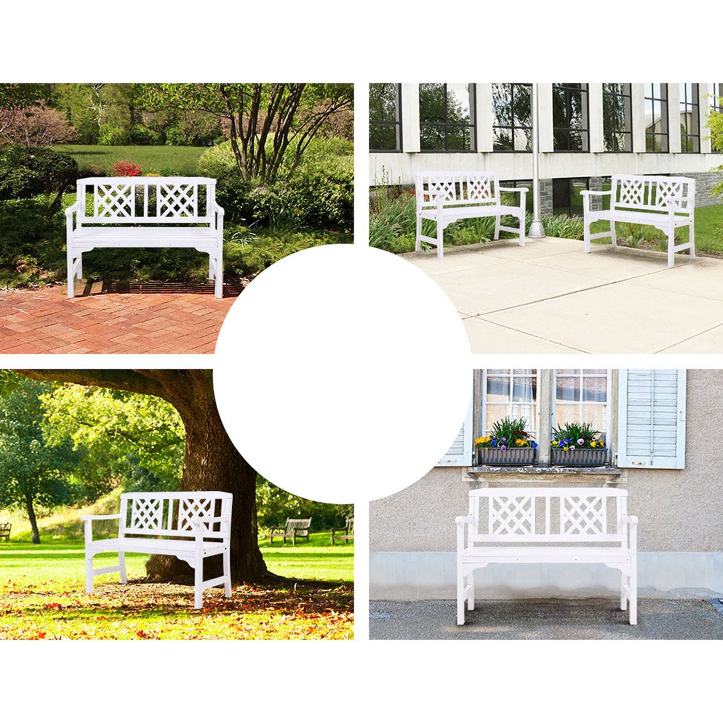 Wooden Garden Bench - White