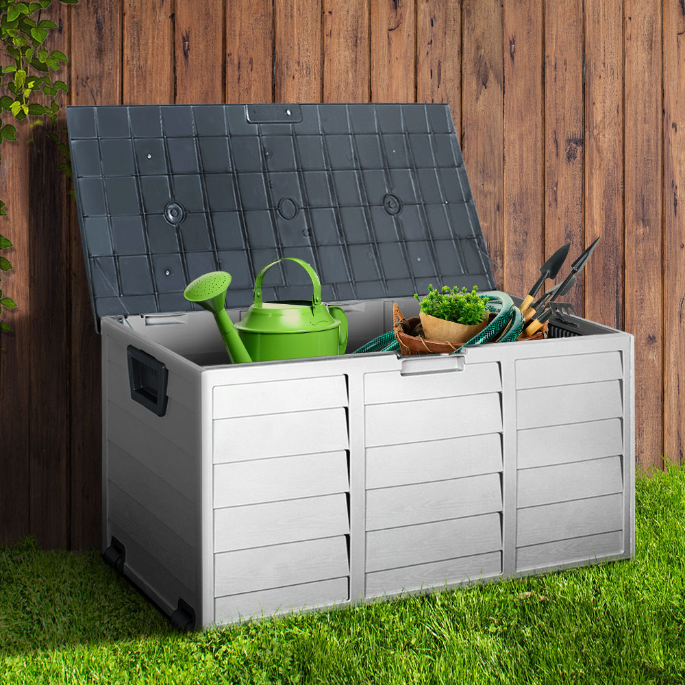 Lockable Outdoor Storage Container Box Grey - 290L