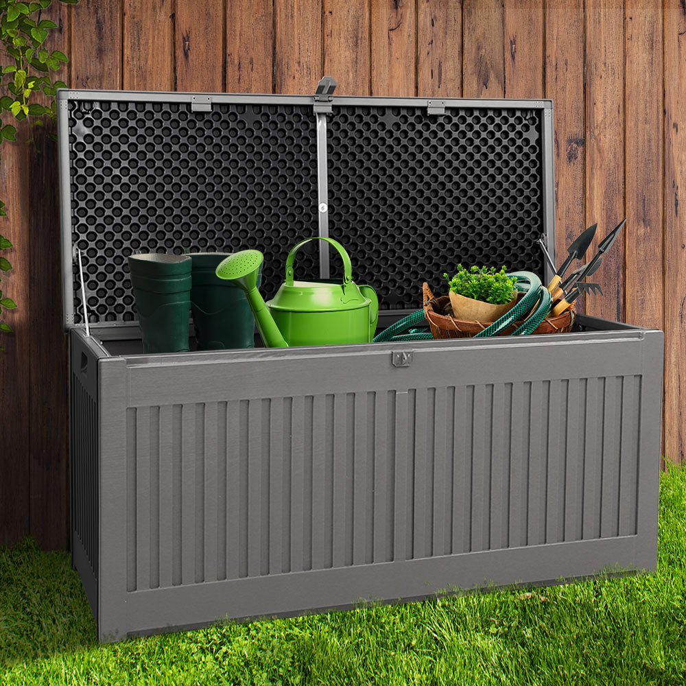 Lockable Outdoor Storage Container Box Dark Grey - 270L
