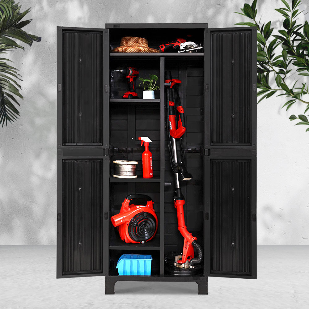 Lockable Tall Outdoor Storage Container Box Black - 173 CM