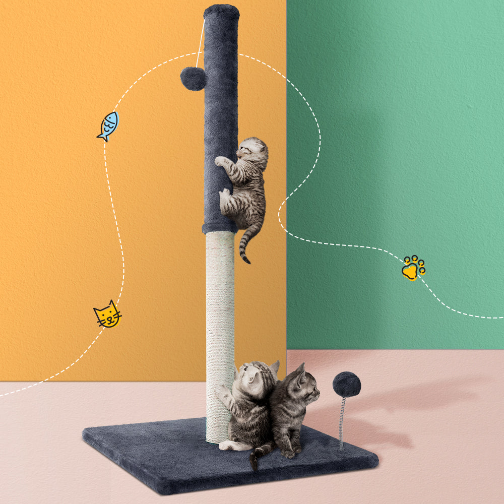 Cat Tree Scratching Post Tower House Hanging Toys Grey - 105cm