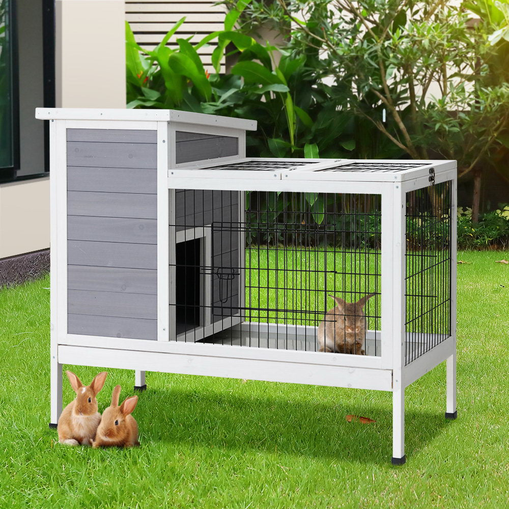 Rabbit Chicken Coop Wooden Ferret Cage House Outdoor - Large