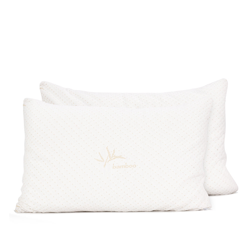 Bamboo memory Foam Bed Pillow - Set of 2