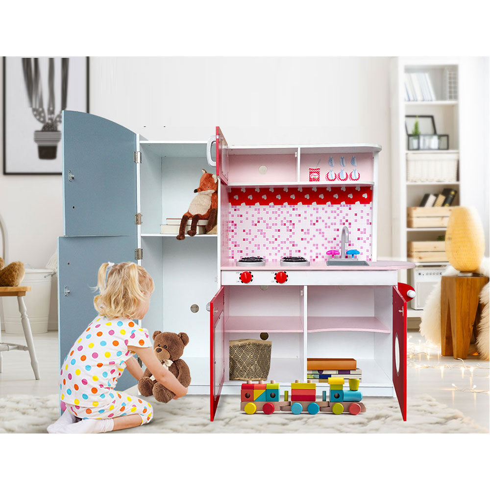 Kids Pretend Kitchen Set Cookware Toy - Pink and Red
