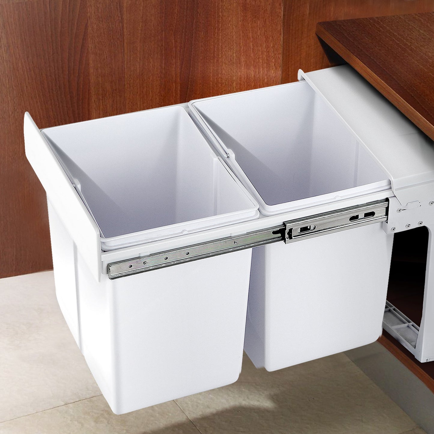 Plastic Frame Pull Out Bin - White - 2x15L