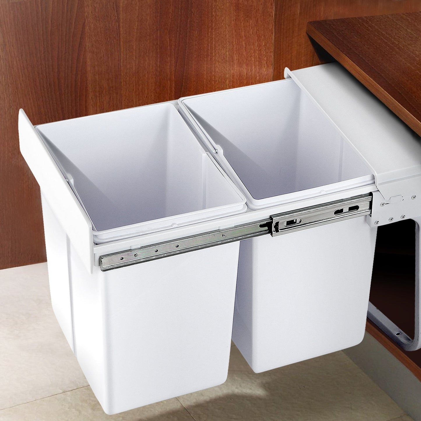 Pull Out Bin - White - 2x20L