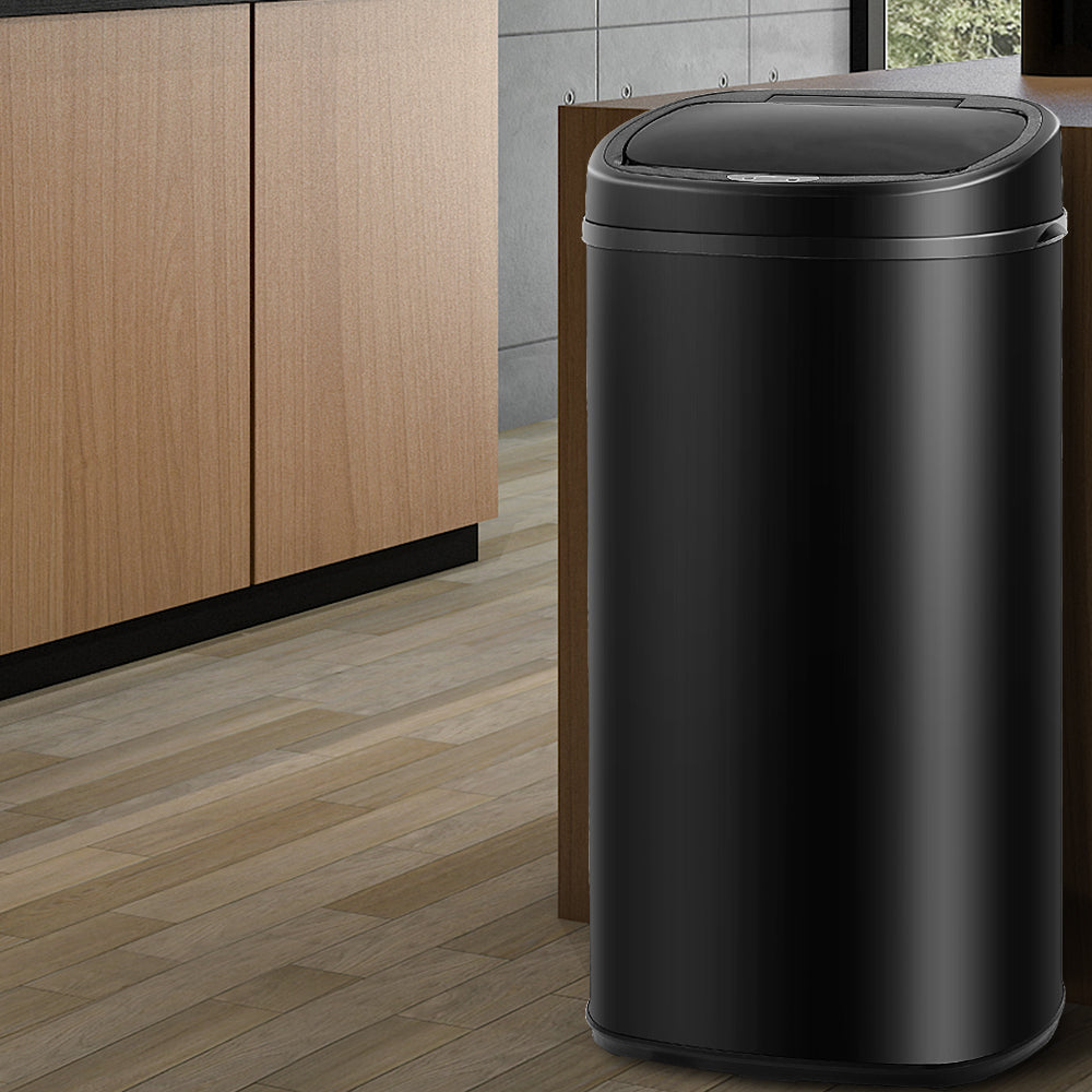 Stainless Steel Motion Sensor Rubbish Bin - 68L - Black