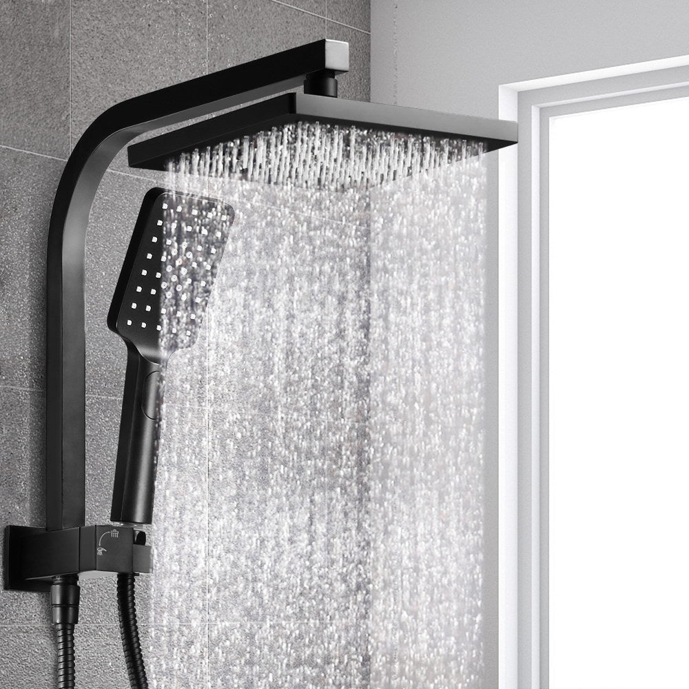 8'' Rain Shower Head Set Square Handheld High Pressure Wall Black