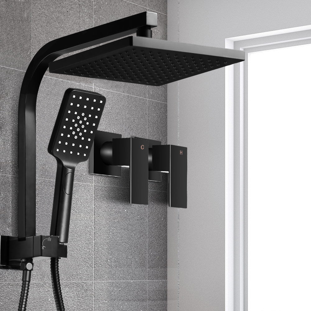 8'' Rain Shower Head Taps Square Handheld High Pressure Wall Black