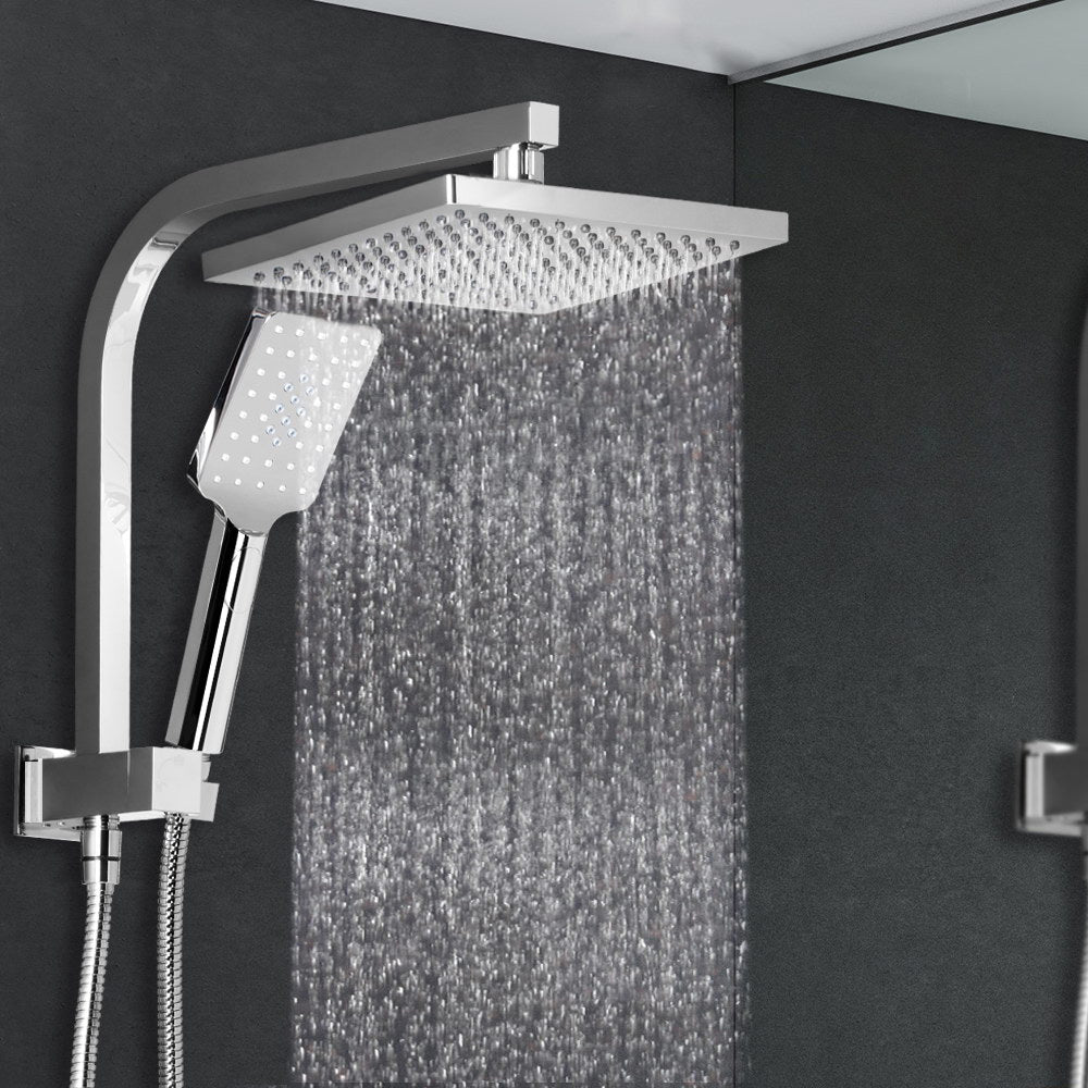 8'' Rain Shower Head Set Square Handheld High Pressure Wall Chrome