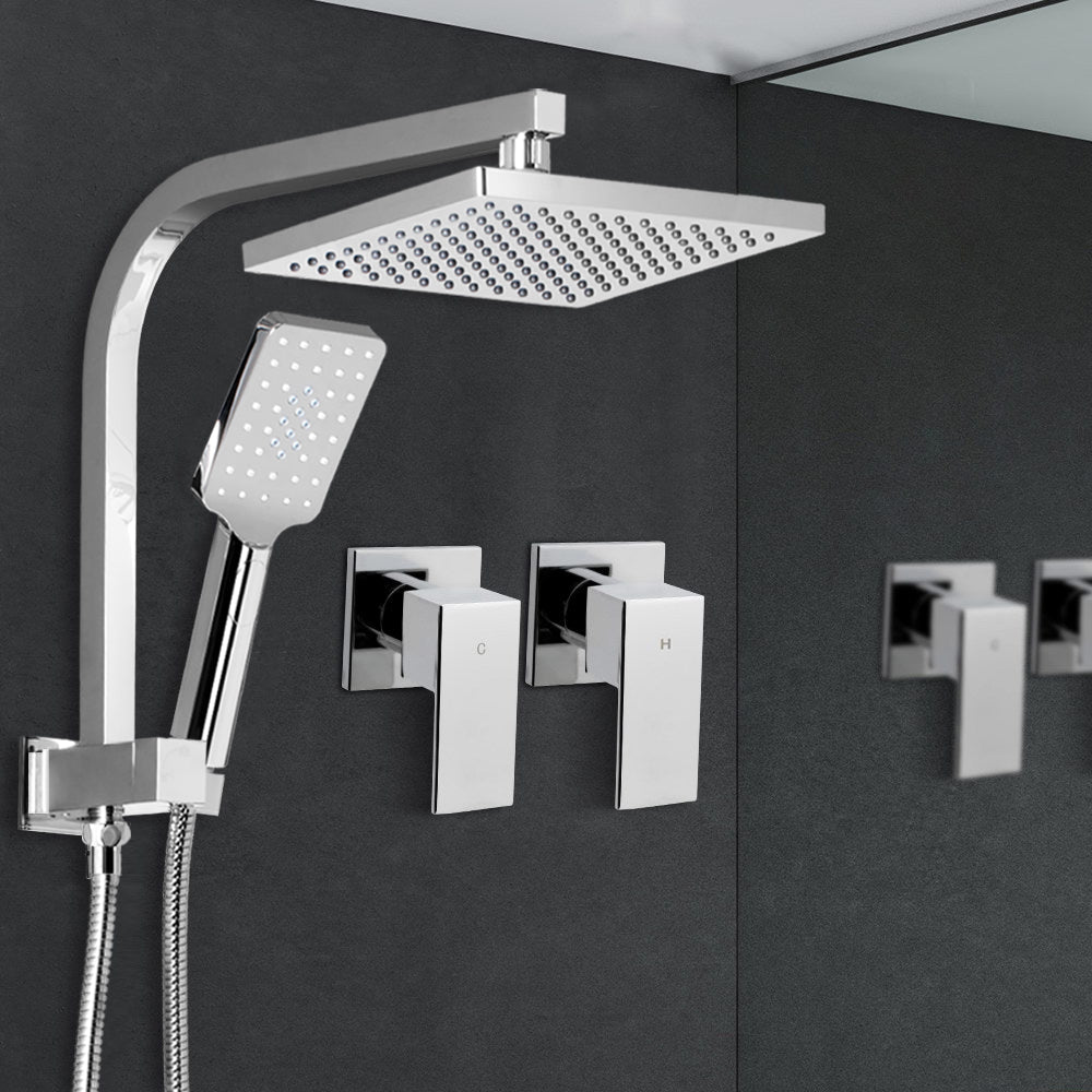8'' Rain Shower Head Taps Square Handheld High Pressure Wall Chrome