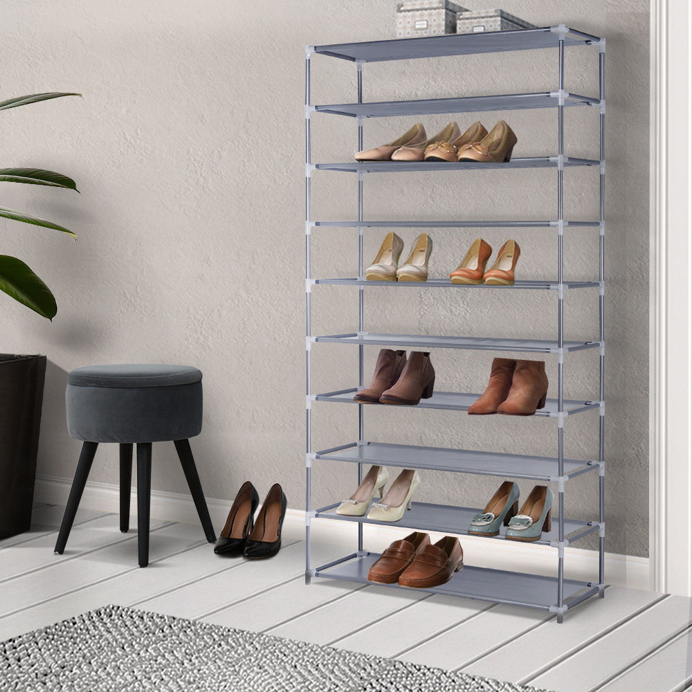 Metal Fram Stackable 10 Tier Shoe Rack - Silver