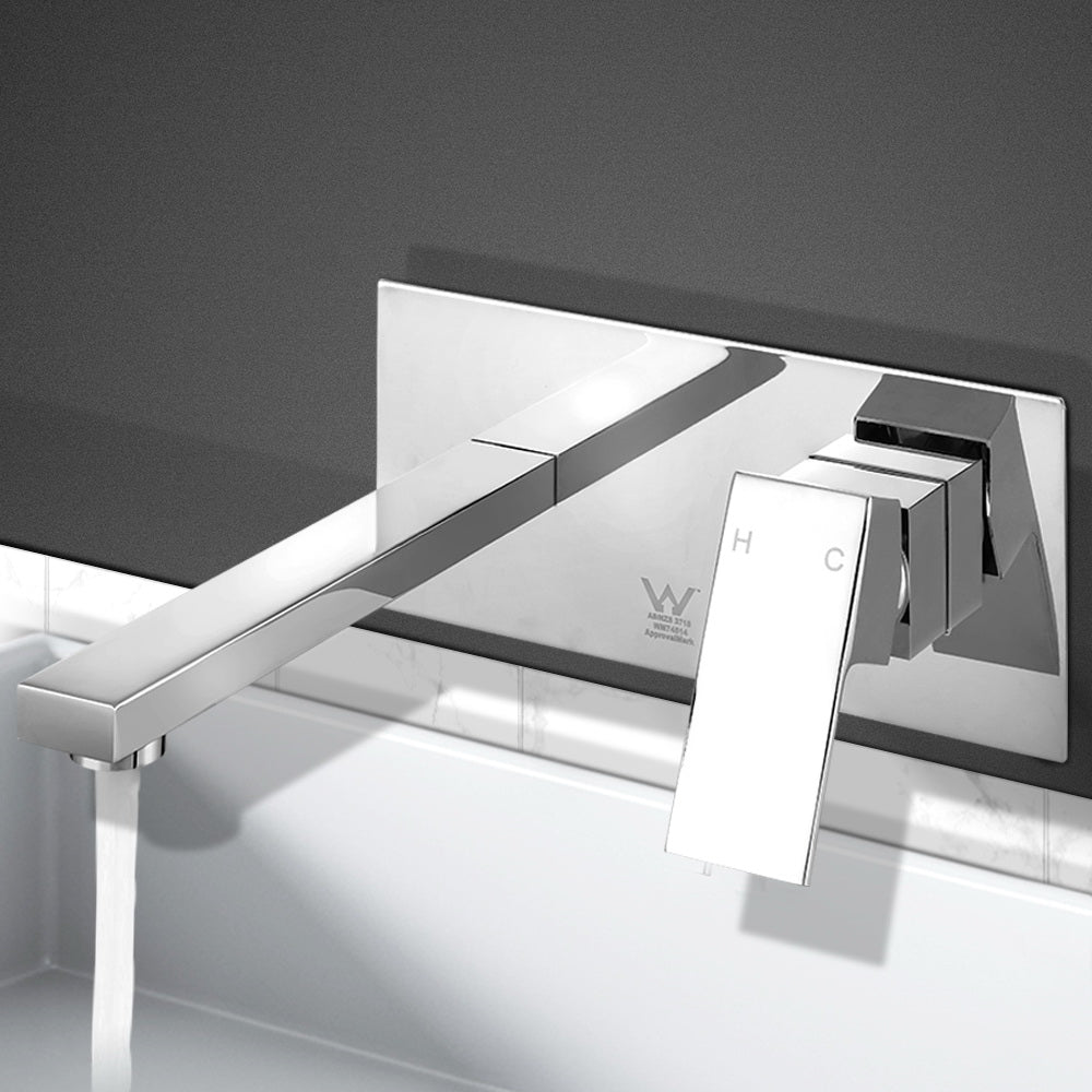 Bathroom Tap Wall Square Silver Basin Mixer Taps Vanity Brass Faucet
