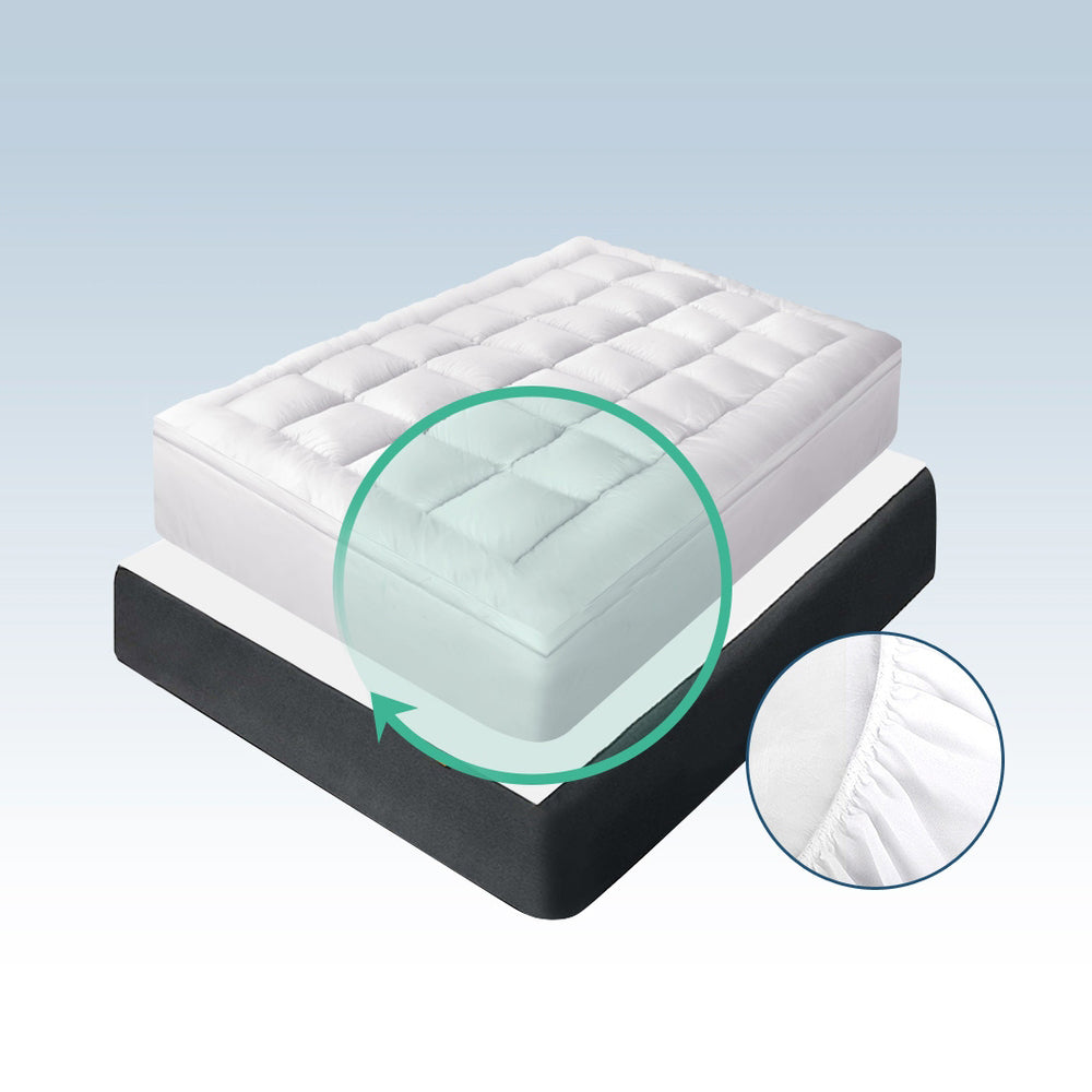 Bamboo Fibre Mattress Topper Protector - Double