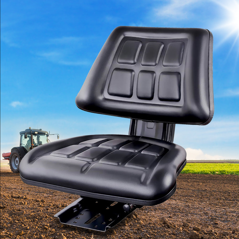 Truck Vehicle Car PU Leather Adjustable Tractor Seat - Black