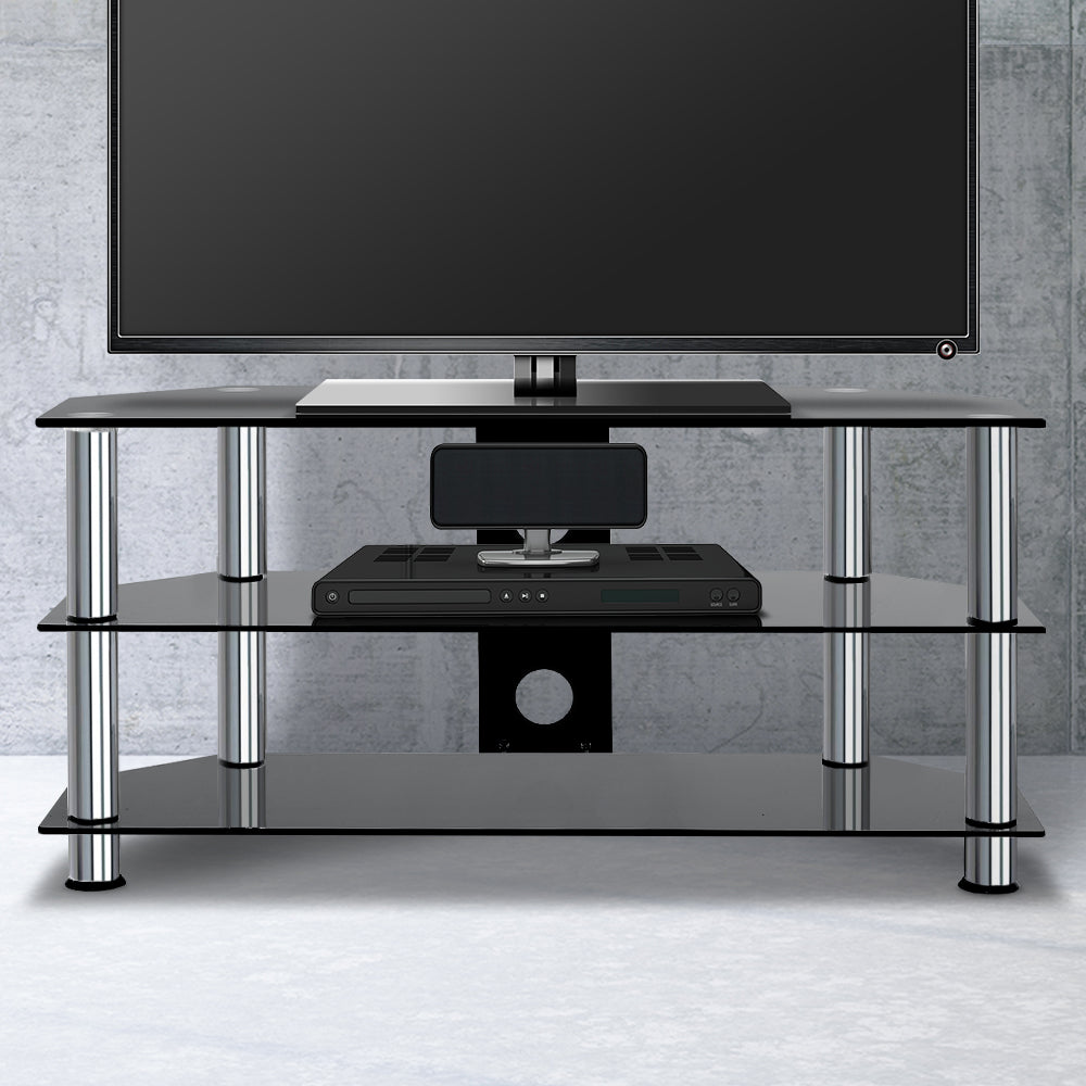 TV Stand Entertainment Unit Media Cabinet Temptered Glass 3 Tiers