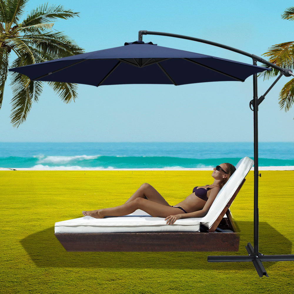 Cantilevered 3M Outdoor Garden Umbrella - Navy