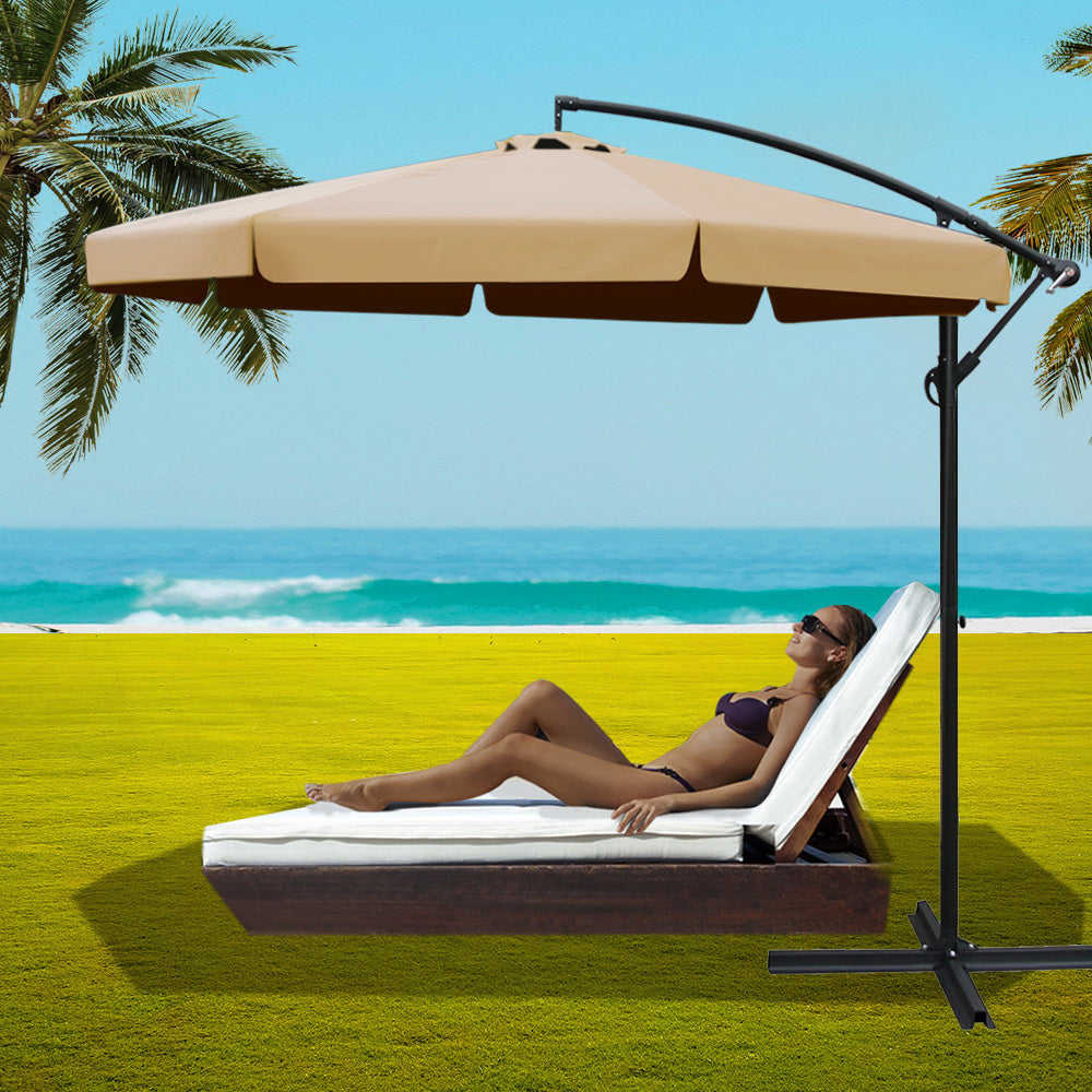Cantilevered 3M Outdoor Garden Umbrella - Beige
